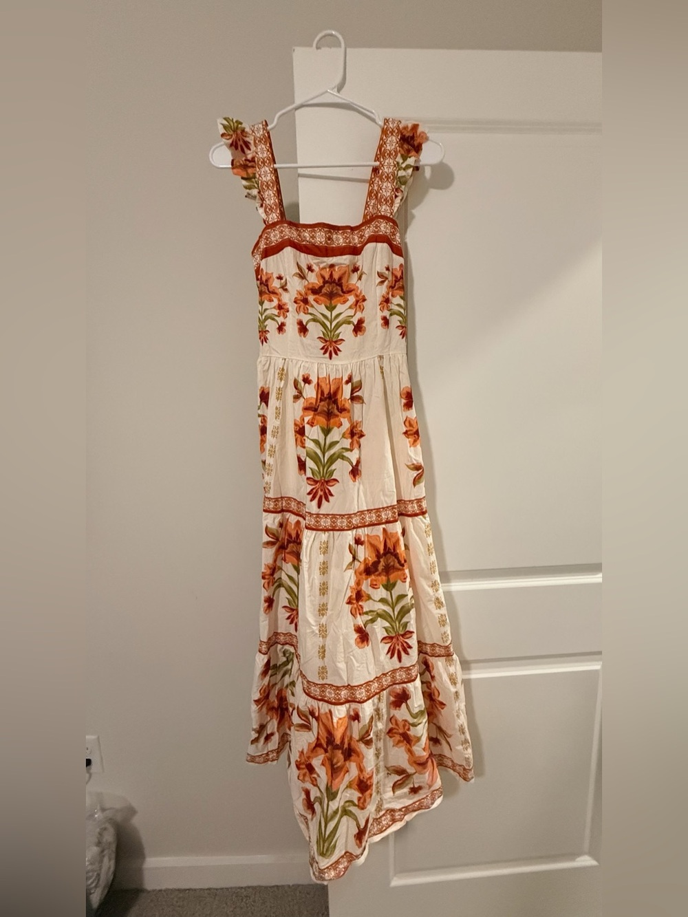 Flying Tomato Cream Maxi Dress with Rust Floral Print - Picture 3 of 16